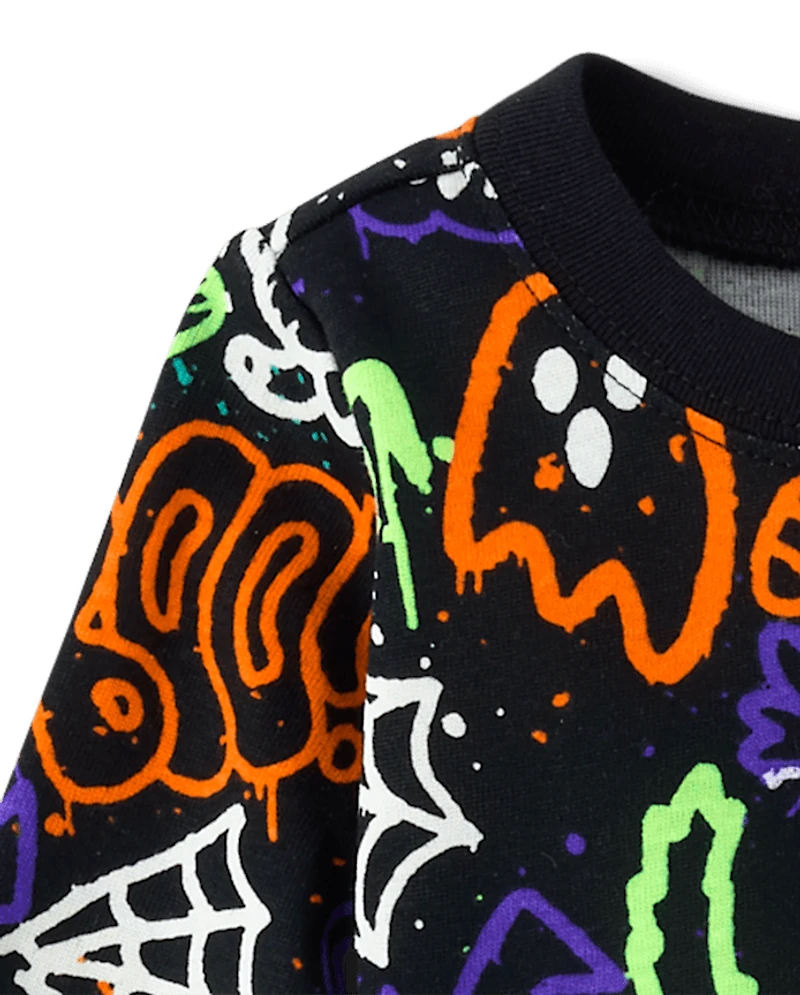 Baby And Toddler Glow Halloween Graffiti Snug Fit Cotton Pajamas