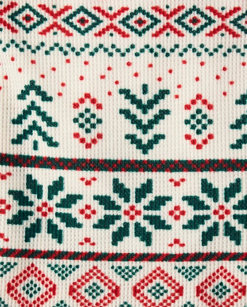 Pyjamas Henley thermiques assortis pour enfants et familles, motif Fair Isle, Noël