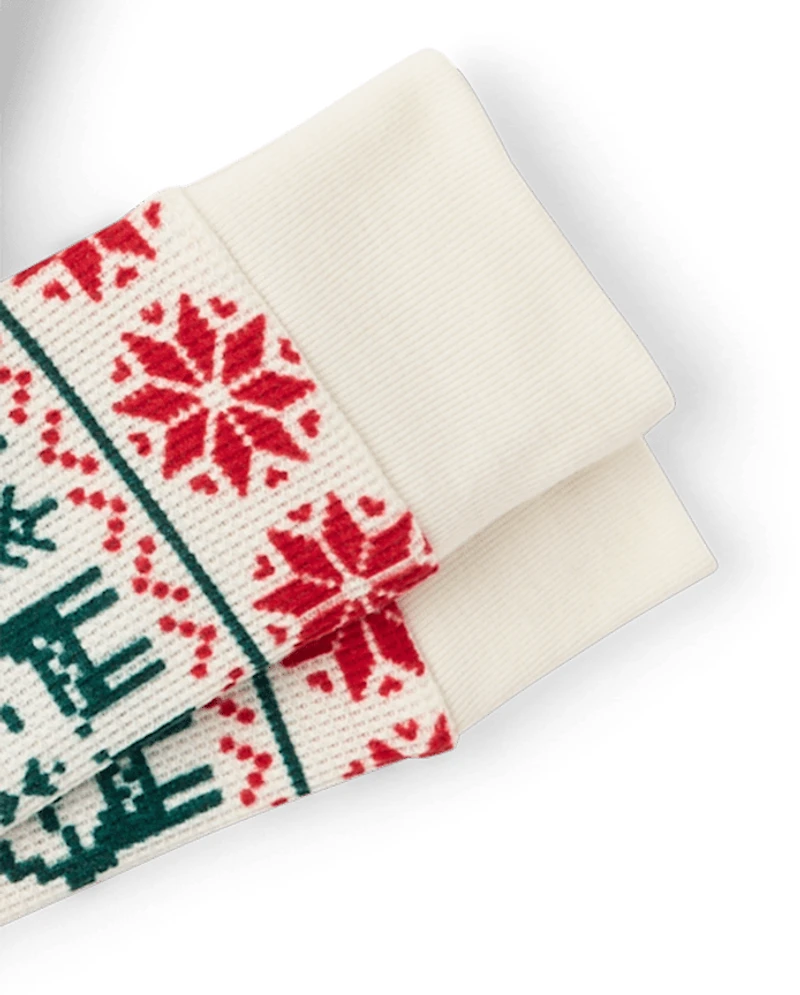 Pyjamas Henley thermiques assortis pour enfants et familles, motif Fair Isle, Noël