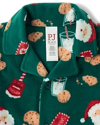 Kids Matching Family Santa Letter Button Front Dream Fleece Pajamas