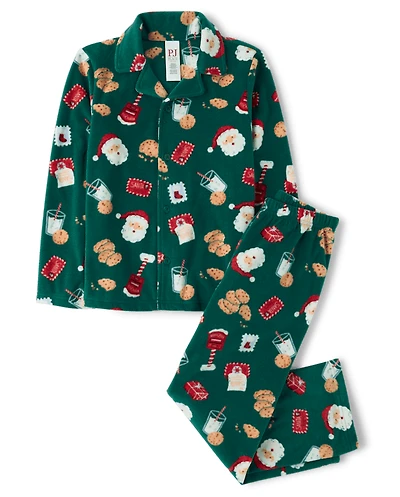 Pyjamas en polaire Dream Fleece assortis pour toute la famille, avec lettre du Père Noël et boutons sur le devant