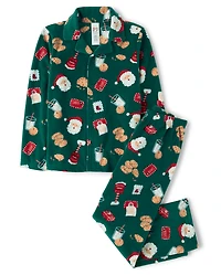 Pyjamas en polaire Dream Fleece assortis pour toute la famille, avec lettre du Père Noël et boutons sur le devant