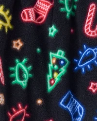 Kids Matching Family Neon Christmas Icon Dream Fleece Pajama Pants