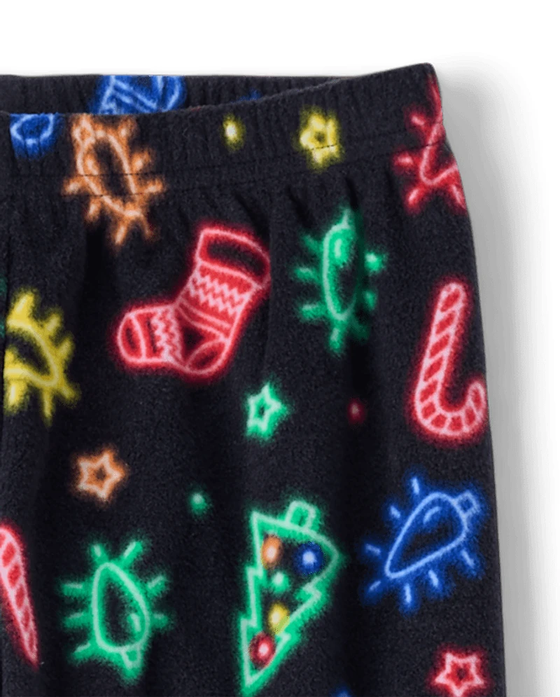 Kids Matching Family Neon Christmas Icon Dream Fleece Pajama Pants