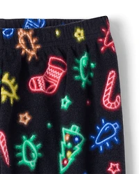 Kids Matching Family Neon Christmas Icon Dream Fleece Pajama Pants