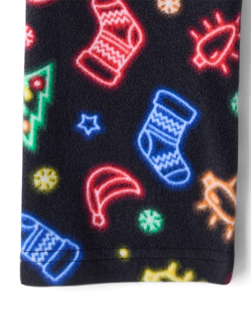 Kids Matching Family Neon Christmas Icon Dream Fleece Pajama Pants