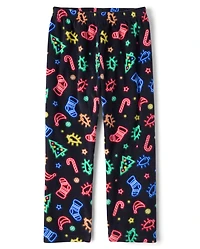 Kids Matching Family Neon Christmas Icon Dream Fleece Pajama Pants