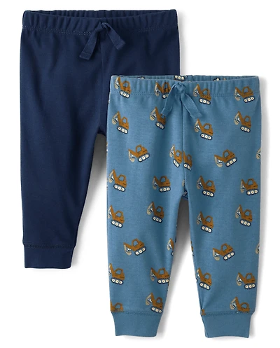 Baby Boys Construction Truck Pants 2-Pack