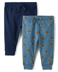 Baby Boys Construction Truck Pants 2-Pack