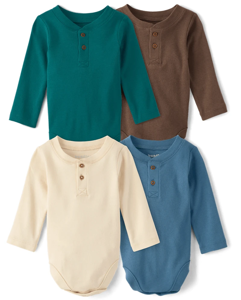 Baby Boys Henley Bodysuit 4-Pack