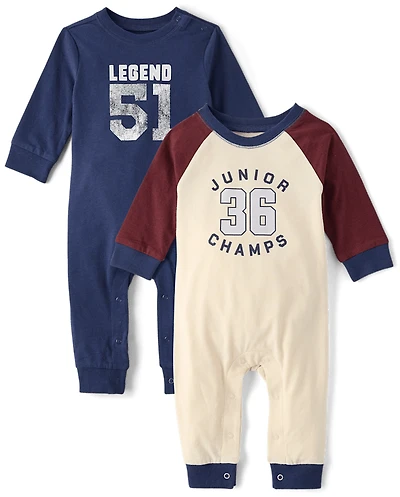 Baby Boys Varsity Romper 2-Pack