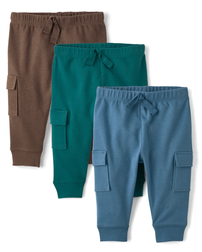Baby Boys Cargo Jogger Pants 3-Pack
