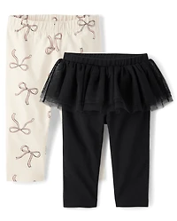 Baby Girls Bow Tutu Leggings 2-Pack