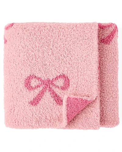 Baby Girls Bow Chenille Cozy Blanket