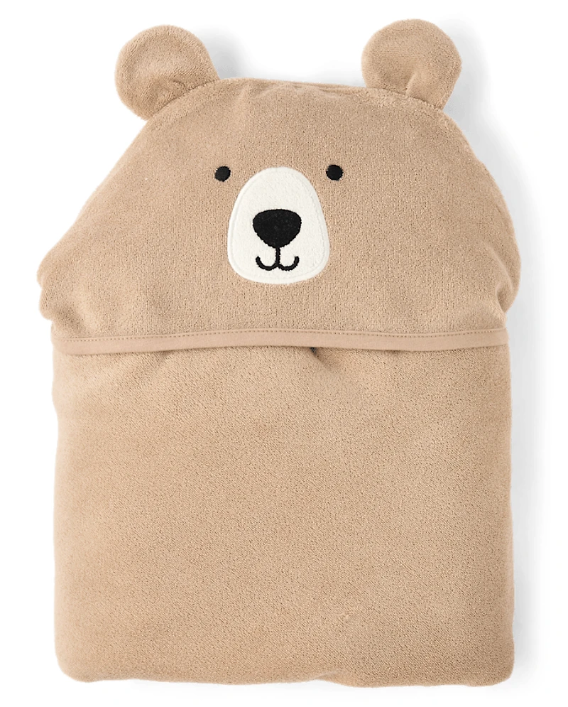 Baby Boys Embroidered Bear Hooded Towel