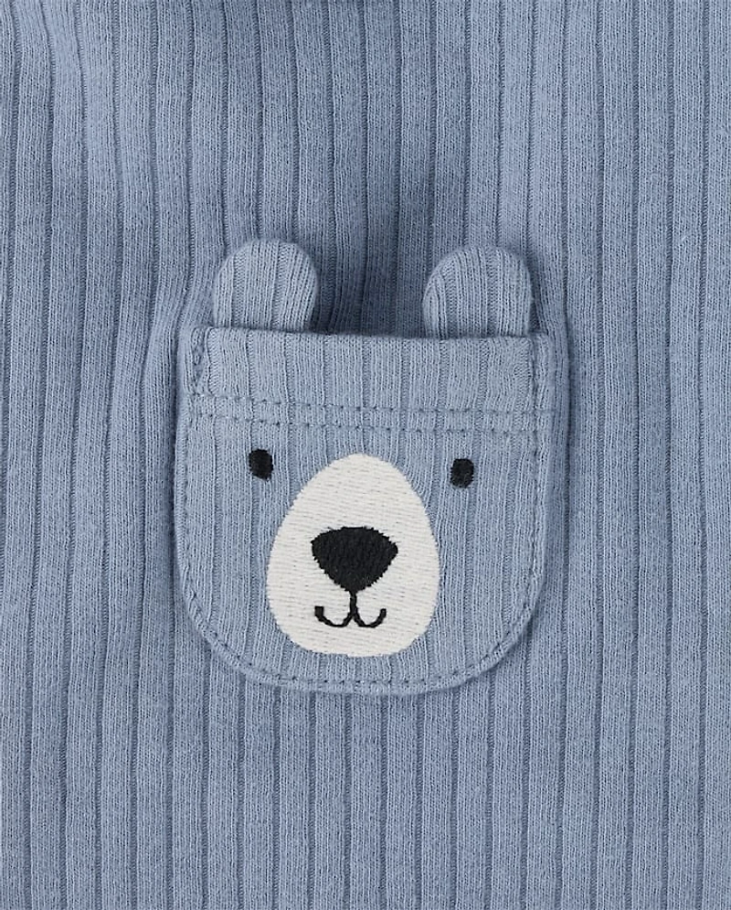 Baby Boys Embroidered Bear Bib 3-Pack