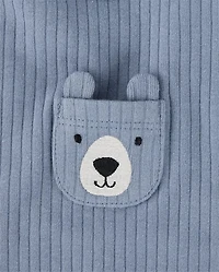 Baby Boys Embroidered Bear Bib 3-Pack