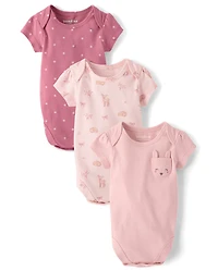 Baby Girls Embroidered Deer Bodysuit 3-Pack