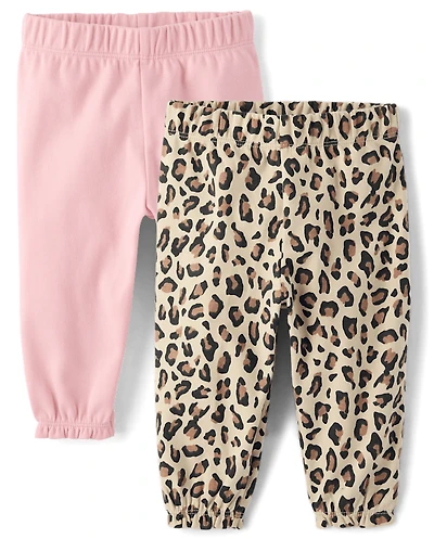 Baby Girls Leopard Ruffle Pants 2-Pack