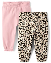 Baby Girls Leopard Ruffle Pants 2-Pack