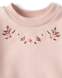 Baby Girls Embroidered Floral 2-Piece Playwear Set