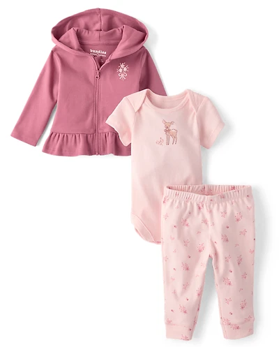 Baby Girls Deer 3-Piece Outfit Set