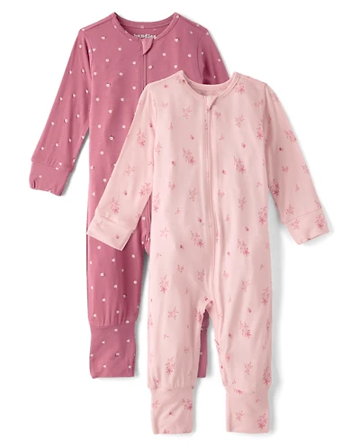 Baby Girls Floral Sleep And Play 2-Pack - Super Soft