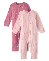 Baby Girls Floral Sleep And Play 2-Pack - Super Soft