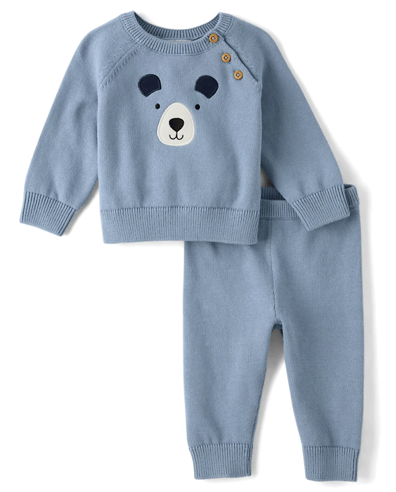 Baby Boys Applique Bear 2-Piece Outfit Set