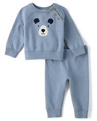 Baby Boys Applique Bear 2-Piece Outfit Set