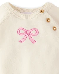 Baby Girls Embroidered Bow 2-Piece Outfit Set