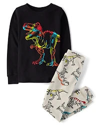 Boys Dino Snug Fit Cotton Pajamas