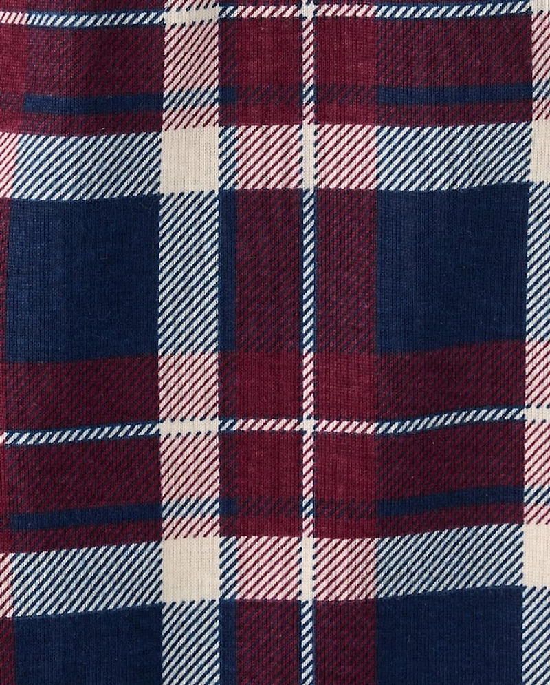 Boys Plaid Henley Snug Fit Cotton Pajamas