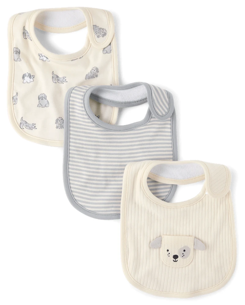 Baby Embroidered Dog Bib 3-Pack