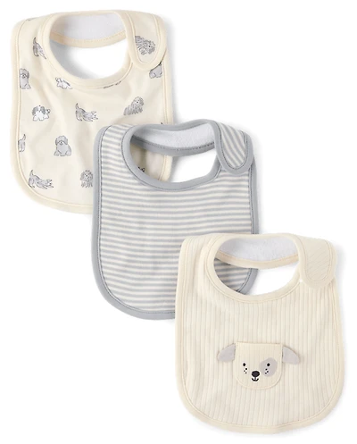 Baby Embroidered Dog Bib 3-Pack