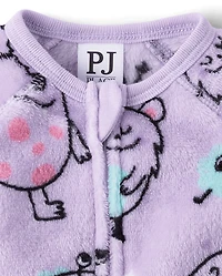 Baby And Toddler Girls Monster Footed One Piece Pajamas - Cozy Fleece