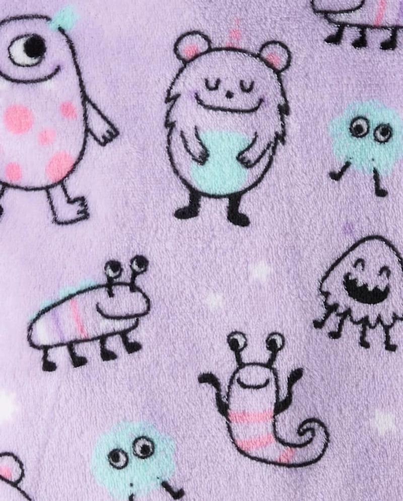 Baby And Toddler Girls Monster Footed One Piece Pajamas - Cozy Fleece