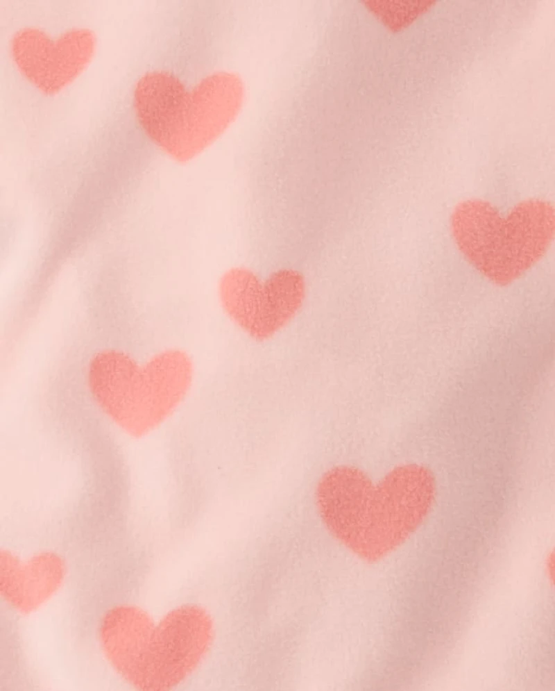 Baby And Toddler Girls Heart Dream Fleece Footed One Piece Pajamas