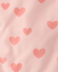 Baby And Toddler Girls Heart Dream Fleece Footed One Piece Pajamas