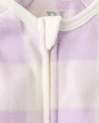 Baby And Toddler Girls Buffalo Plaid Dream Fleece Footed One Piece Pajamas