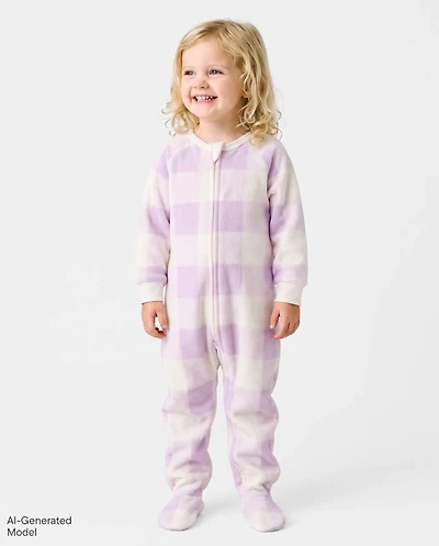 Baby And Toddler Girls Buffalo Plaid Dream Fleece Footed One Piece Pajamas
