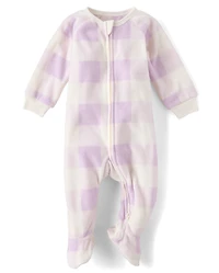 Baby And Toddler Girls Buffalo Plaid Dream Fleece Footed One Piece Pajamas