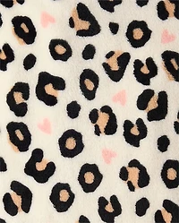 Baby And Toddler Girls Leopard Heart Footed One Piece Pajamas - Cozy Fleece