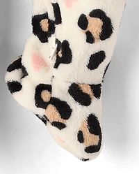 Baby And Toddler Girls Leopard Heart Footed One Piece Pajamas - Cozy Fleece