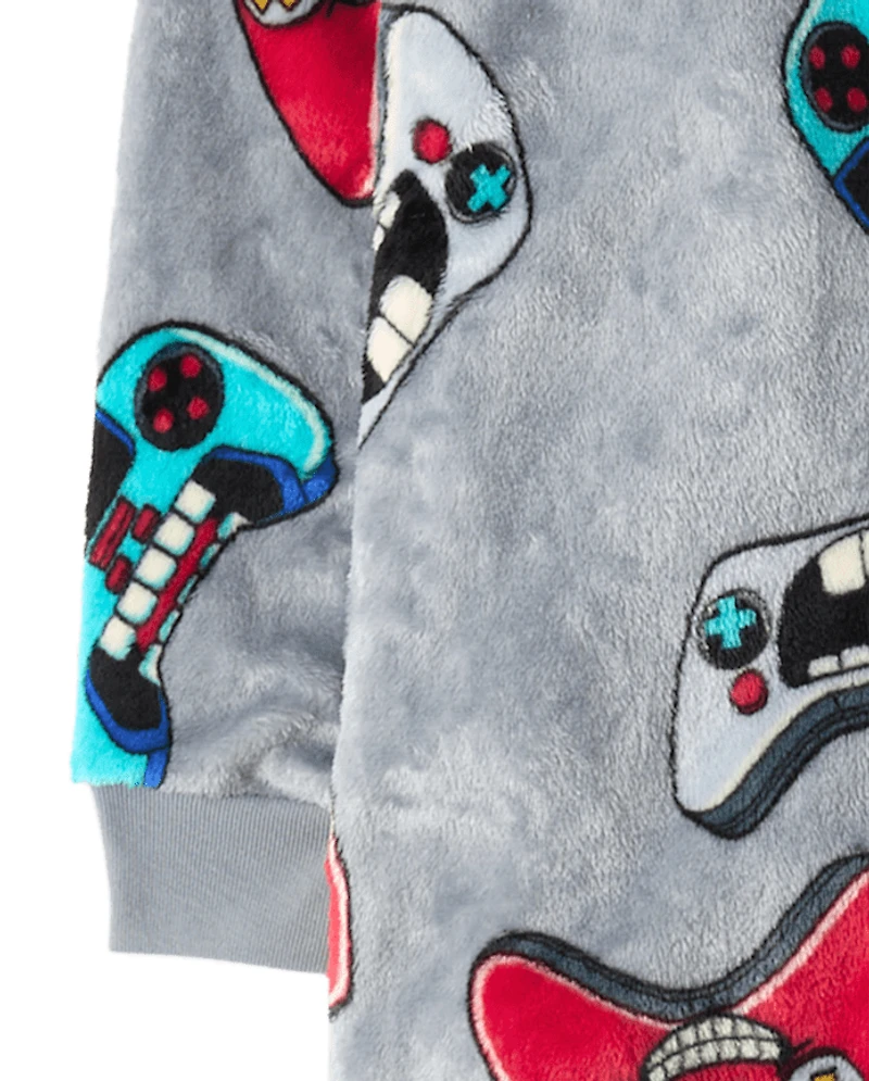 Boys Video Game One Piece Pajamas - Cozy Fleece