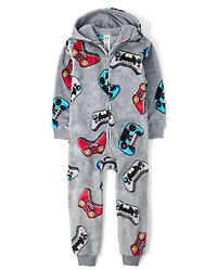 Boys Video Game One Piece Pajamas - Cozy Fleece