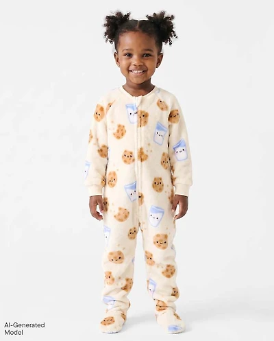 Baby And Toddler Milk Cookies Footed One Piece Pajamas - Cozy Fleece