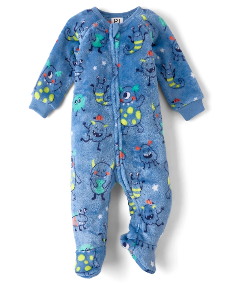 Baby And Toddler Boys Monster Footed One Piece Pajamas - Cozy Fleece