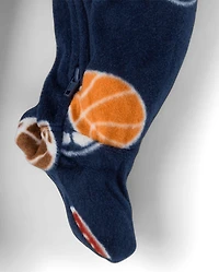 Baby And Toddler Boys Sports Dream Fleece Footed One Piece Pajamas