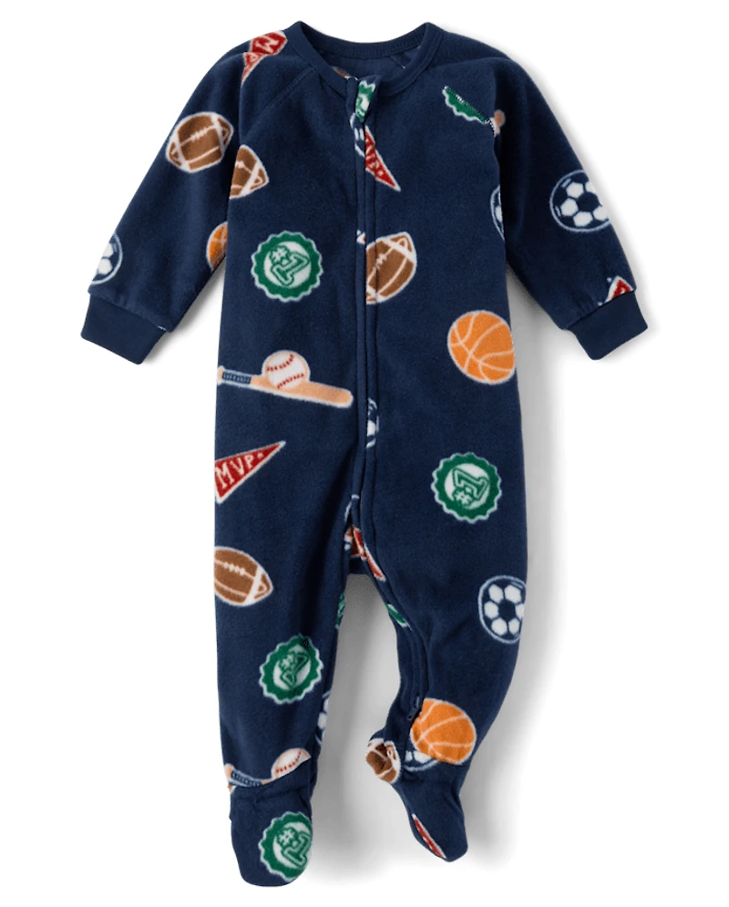 Baby And Toddler Boys Sports Dream Fleece Footed One Piece Pajamas